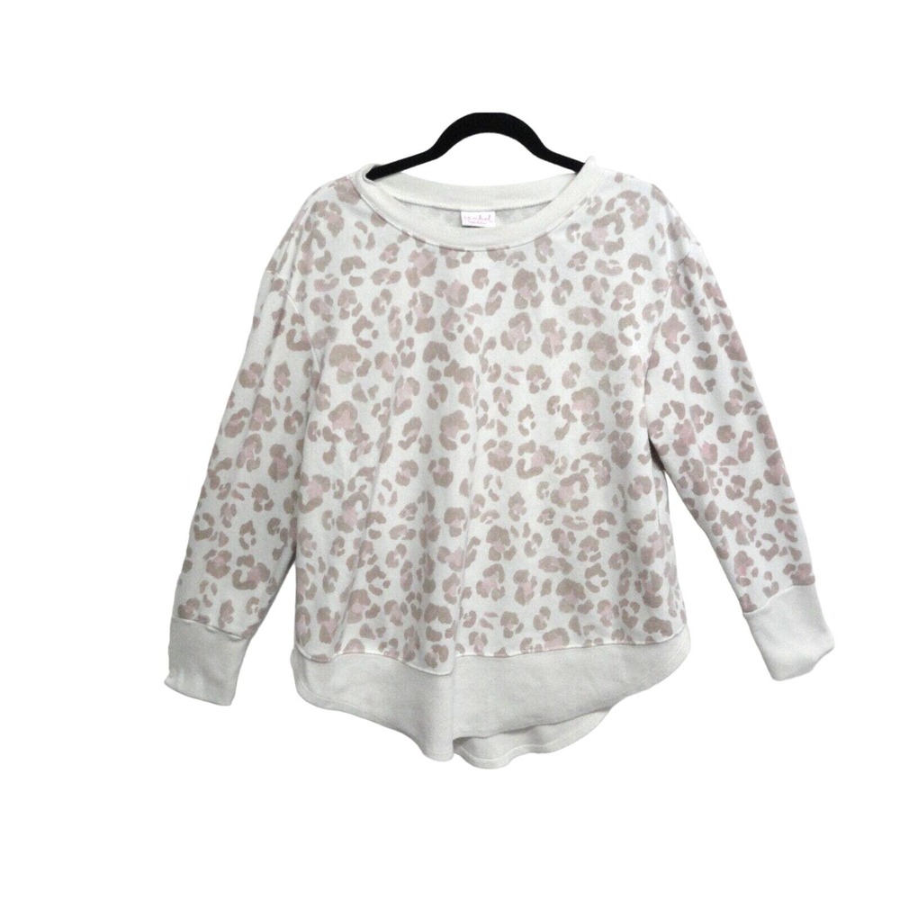 Isabel Maternity Animal Print Sweatshirt Curved Hem Cream Women's Size Medium